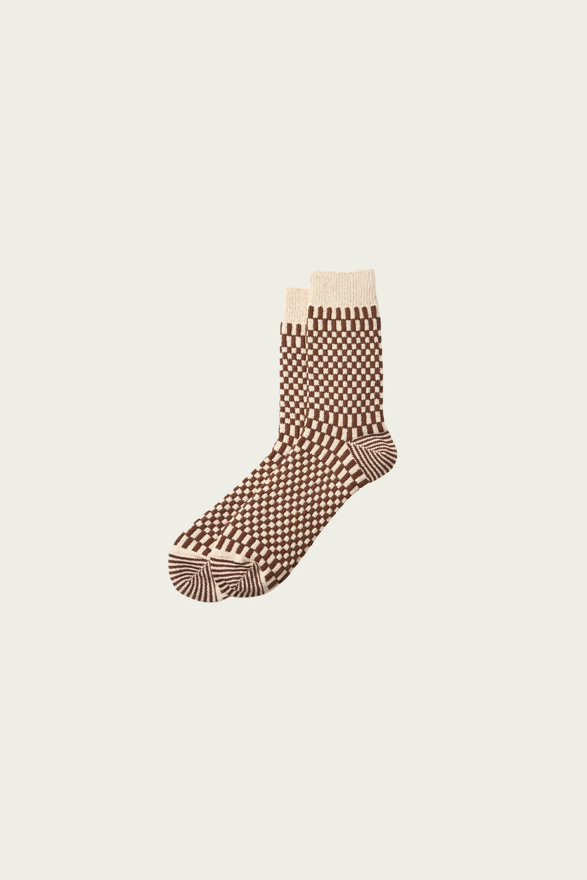 Checkerboard Pattern Socks - Chocolate - 1