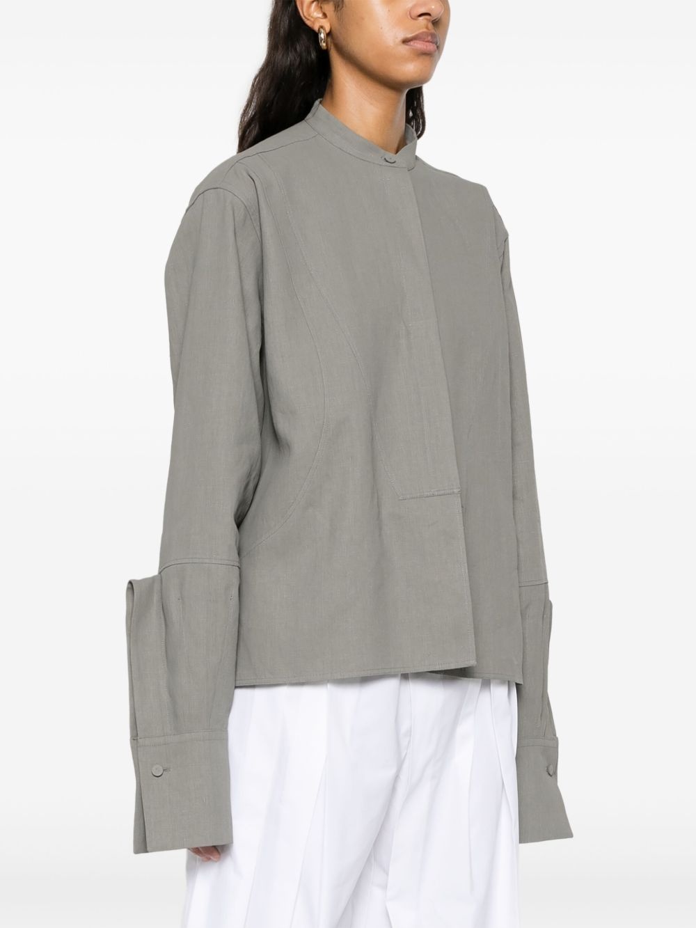 coated linen shirt - 3