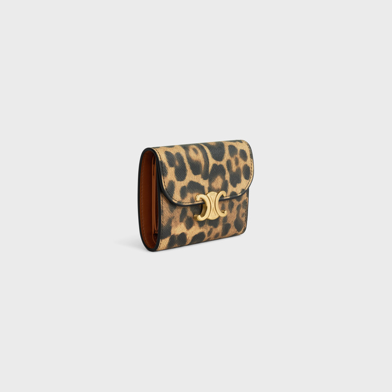 CELINE Small Wallet TRIOMPHE in CELINE CANVAS WITH LEOPARD PRINT outlook