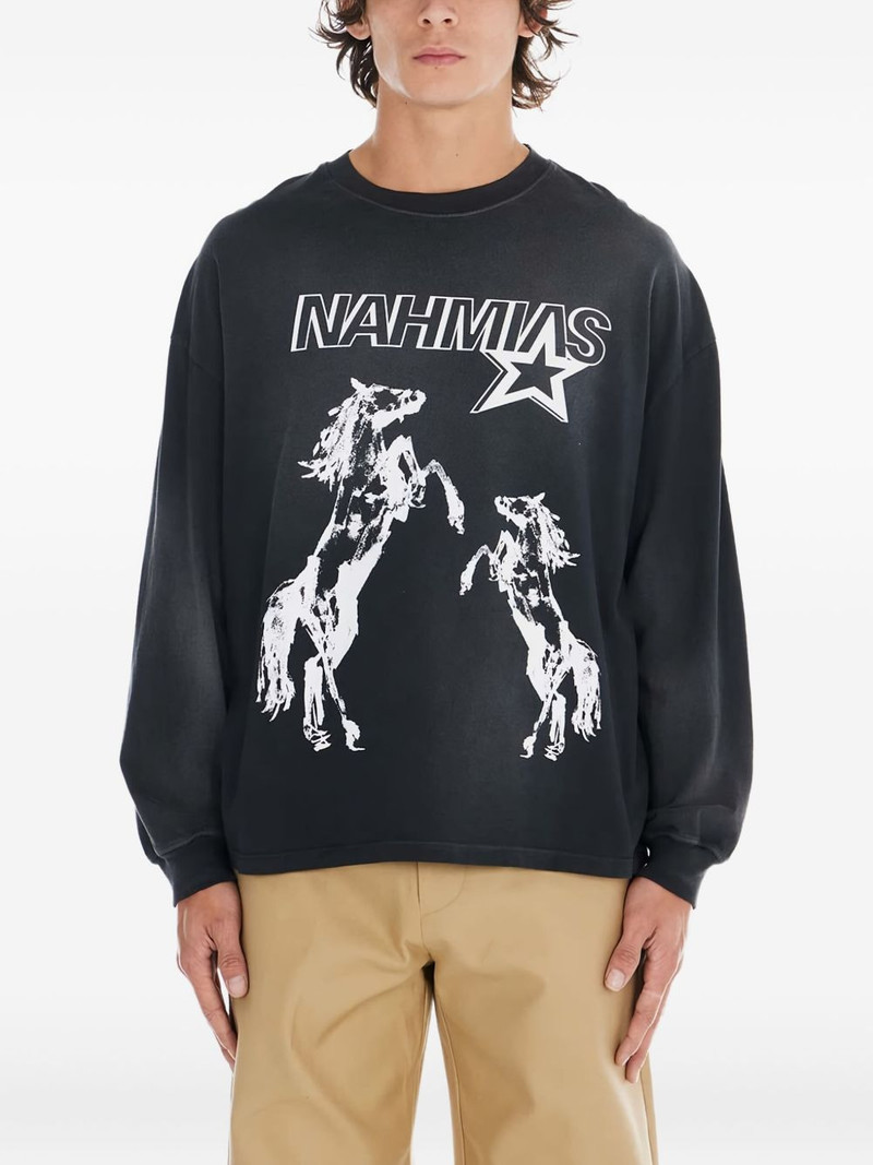 horses-print long-sleeve T-shirt 1