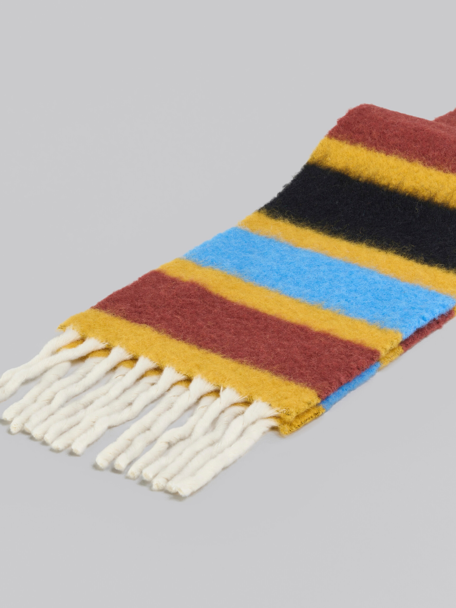 BLUE STRIPED BRUSHED ALPACA SCARF - 4