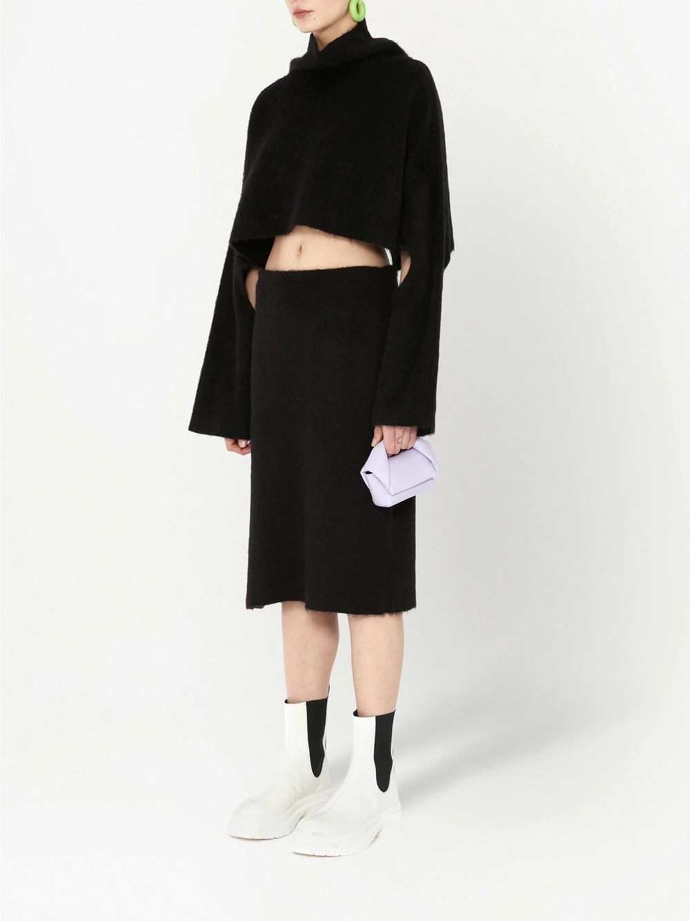 slit-detail knitted pencil skirt - 3