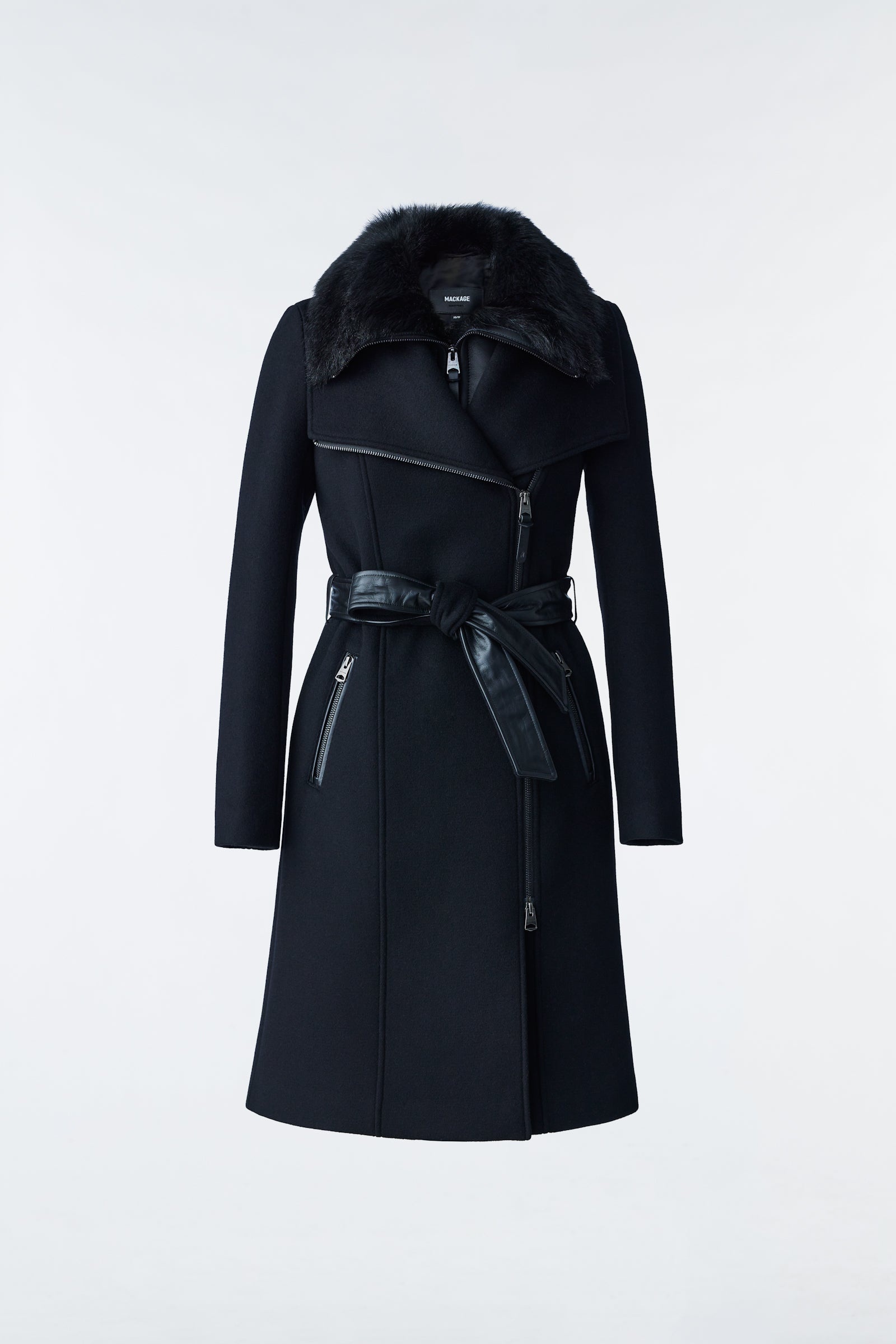 NORI 2-in-1 double face wool coat with shearling bib