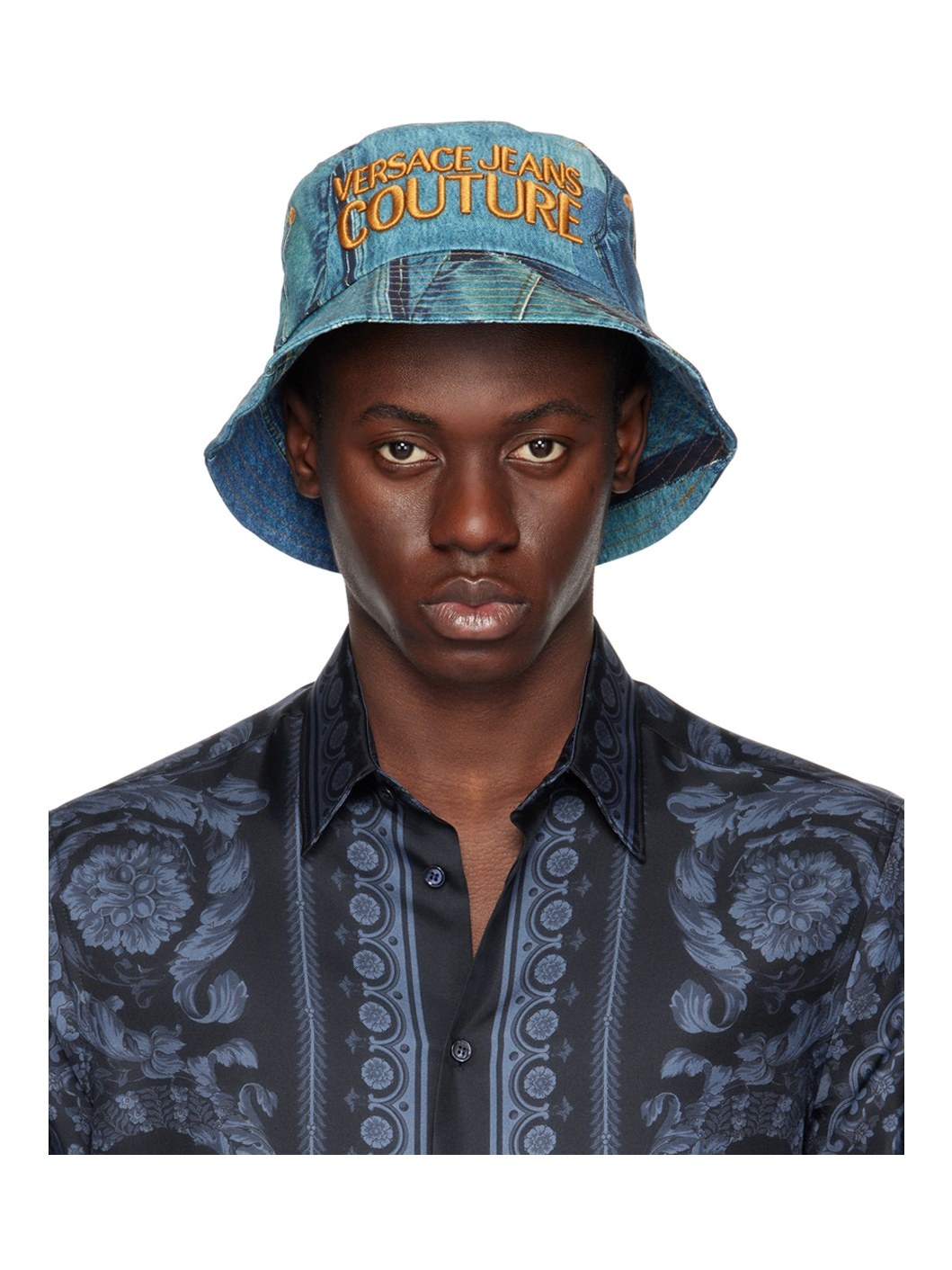 Blue Patchwork Denim Bucket Hat - 1