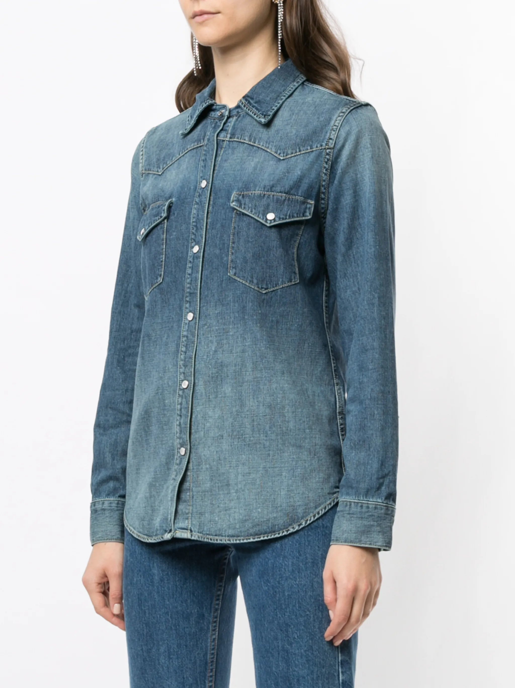 Classic-collar Denim Shirt - 3