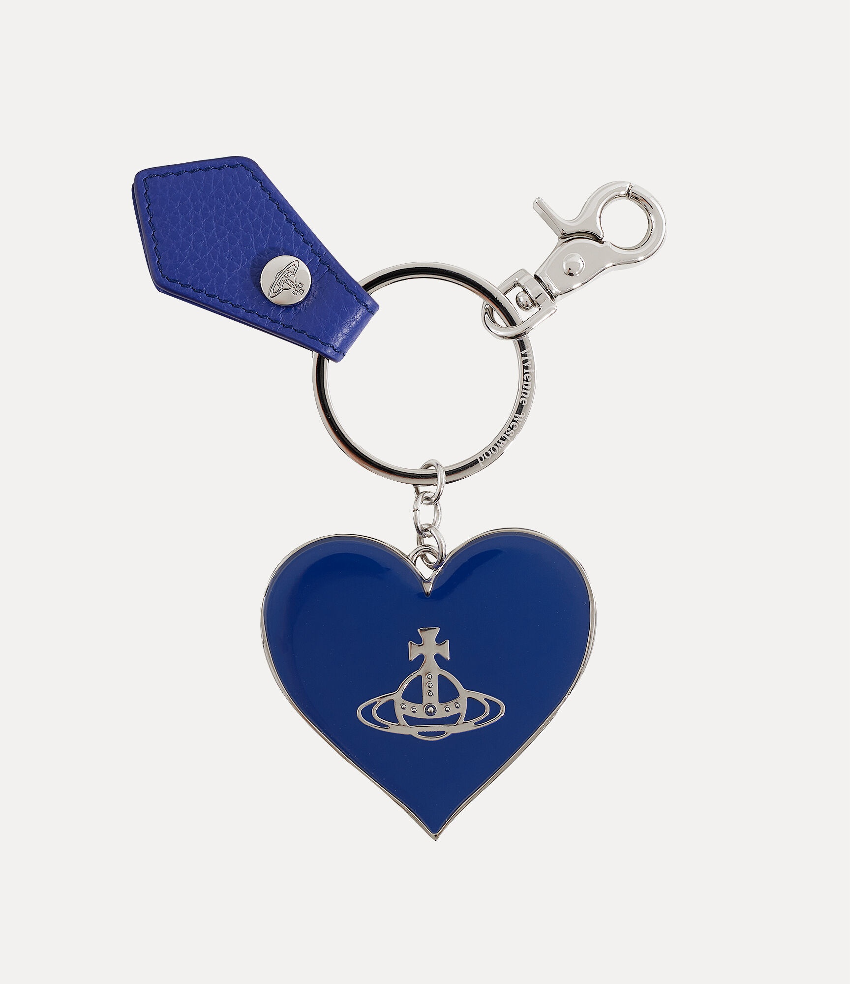 GRAIN LEATHER MIRROR HEART ORB KEYRING - 1