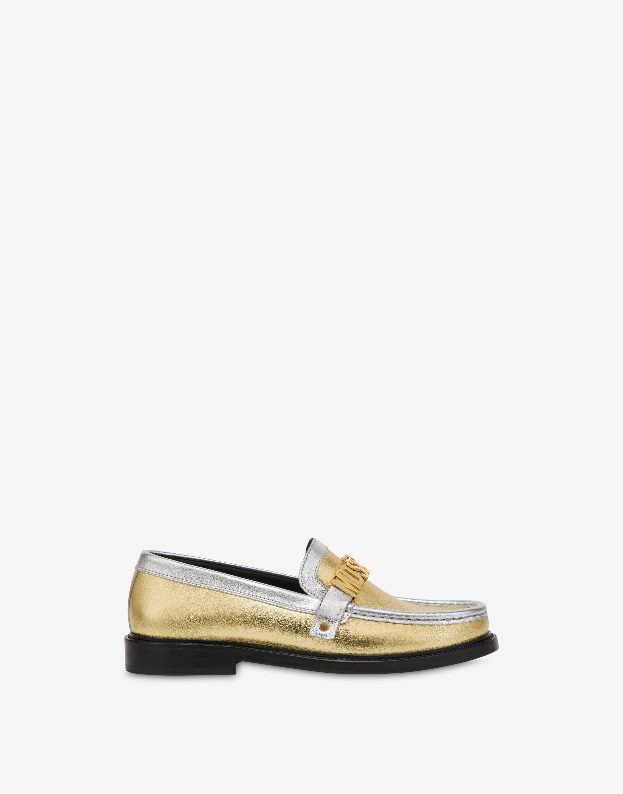 MOSCHINO COLLEGE TWO-TONE LAMINATED LOAFERS - 2