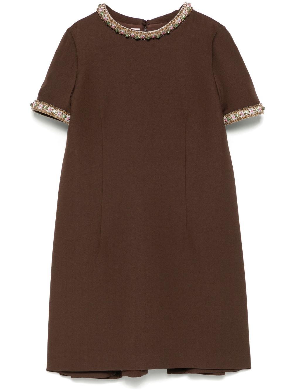 crystal-embellished crepe mini dress - 1