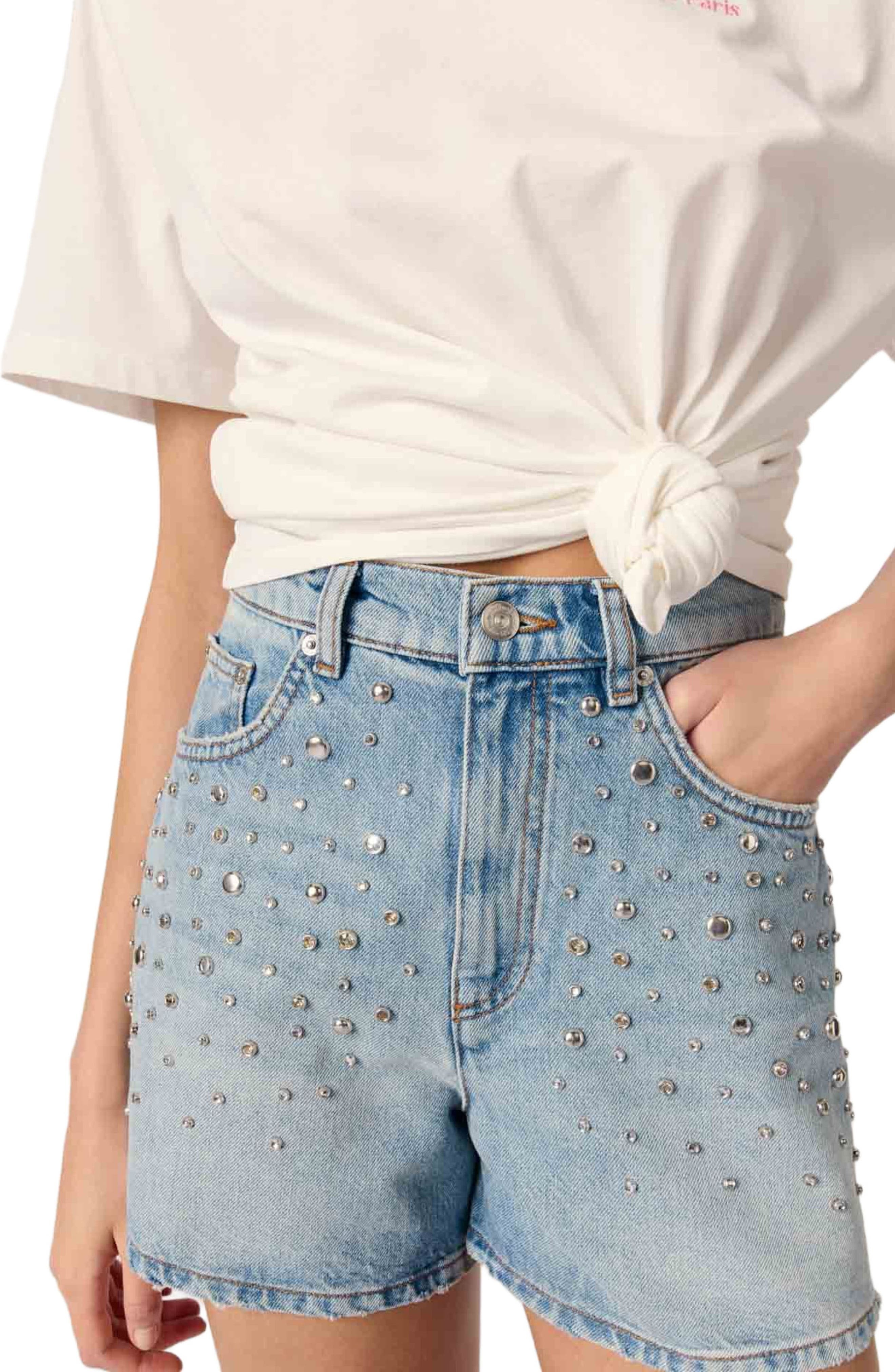 maje Studded denim shorts in Blue at Nordstrom - 5