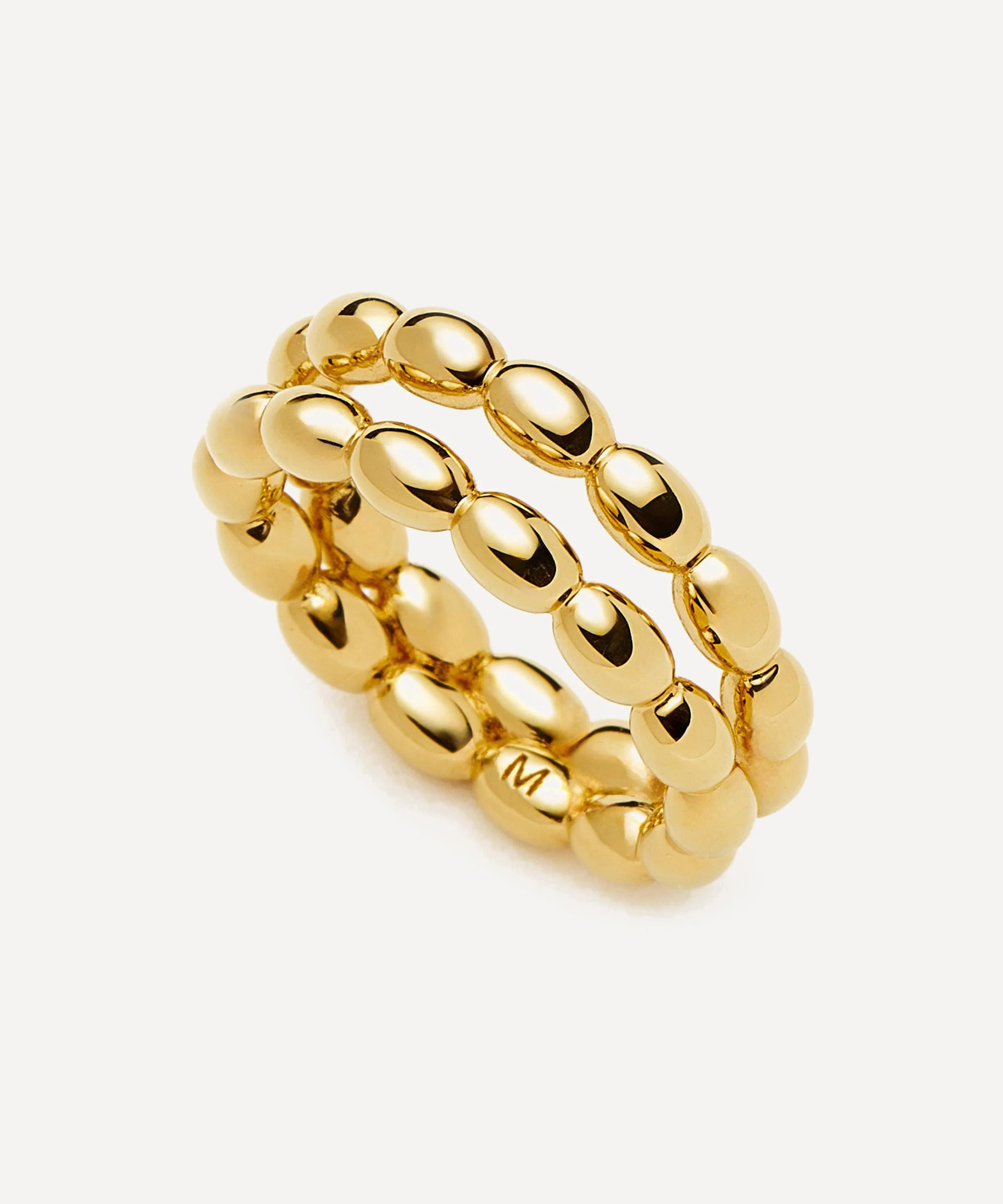 18ct Gold-Plated Molten Olive Stacked Ring - 1