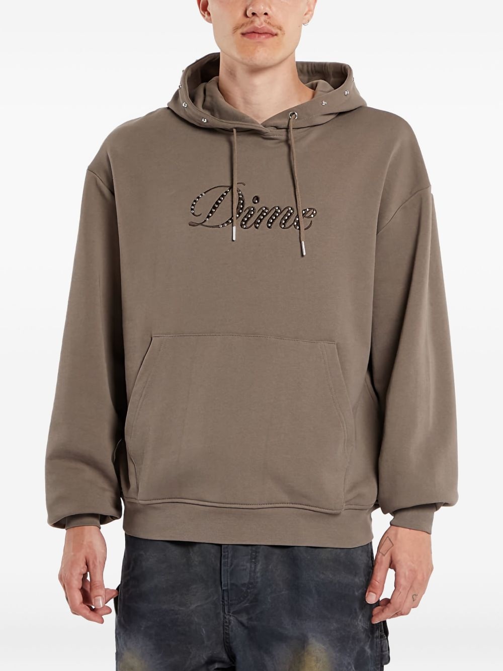Cursive studded hoodie - 3