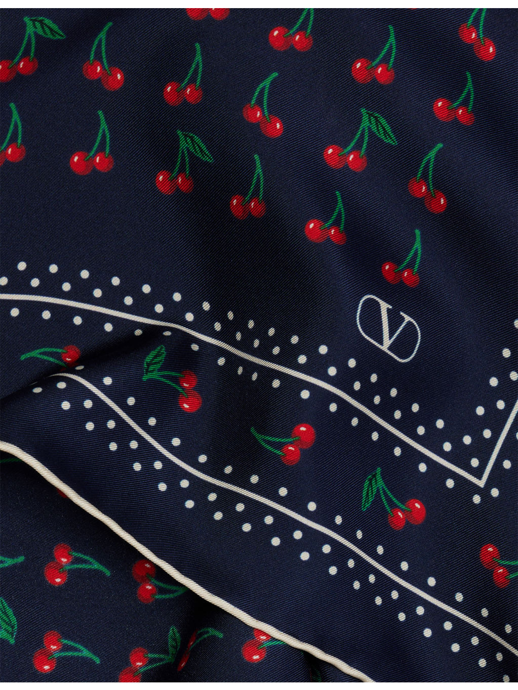 Satin-Twill Cherry-Print Silk Scarf - 2