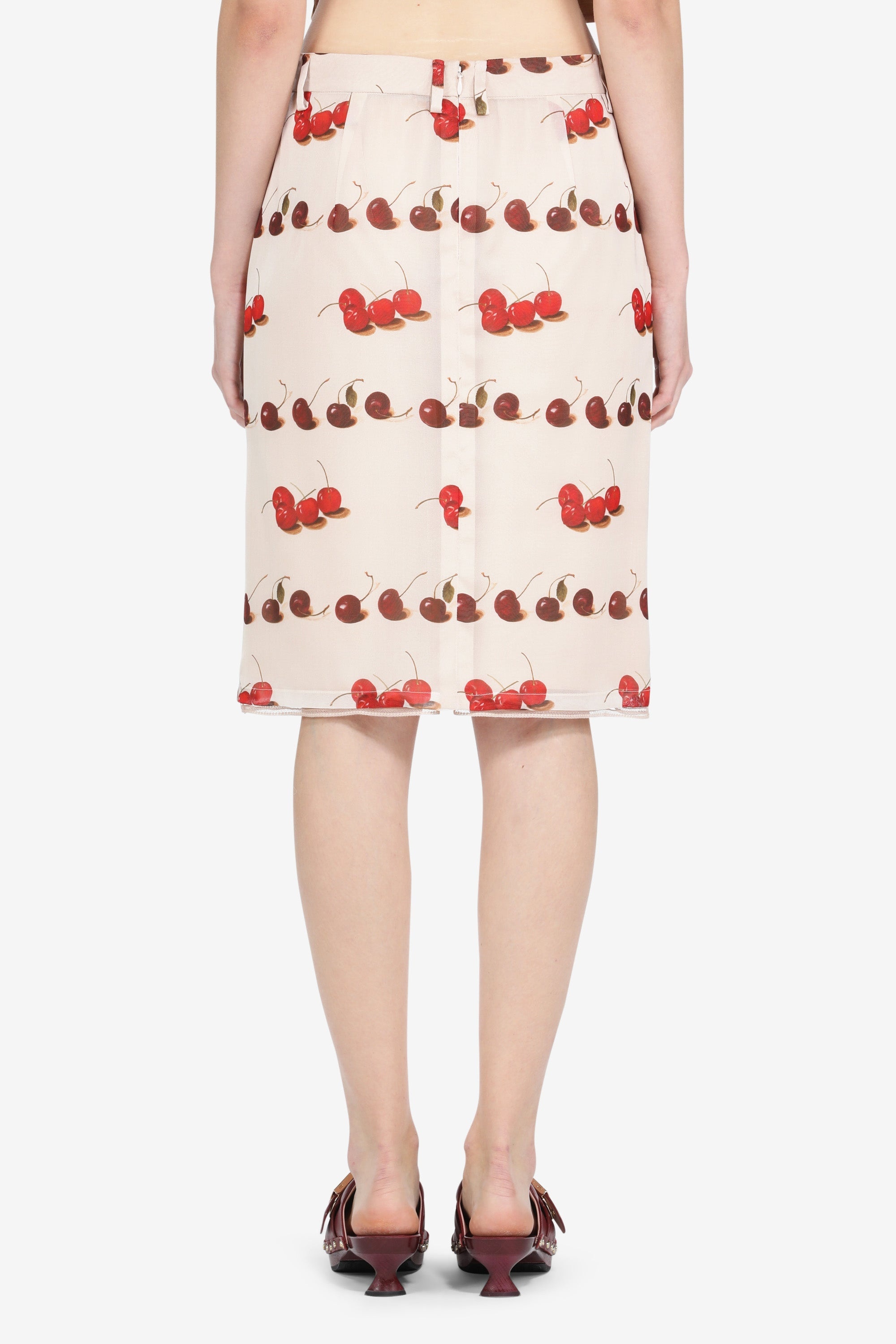 CHERRY-PRINT SILK MIDI SKIRT - 2