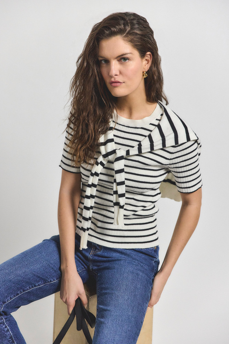 TWAIN SHORT SLEEVE PRE STYLED SWEATER - 1