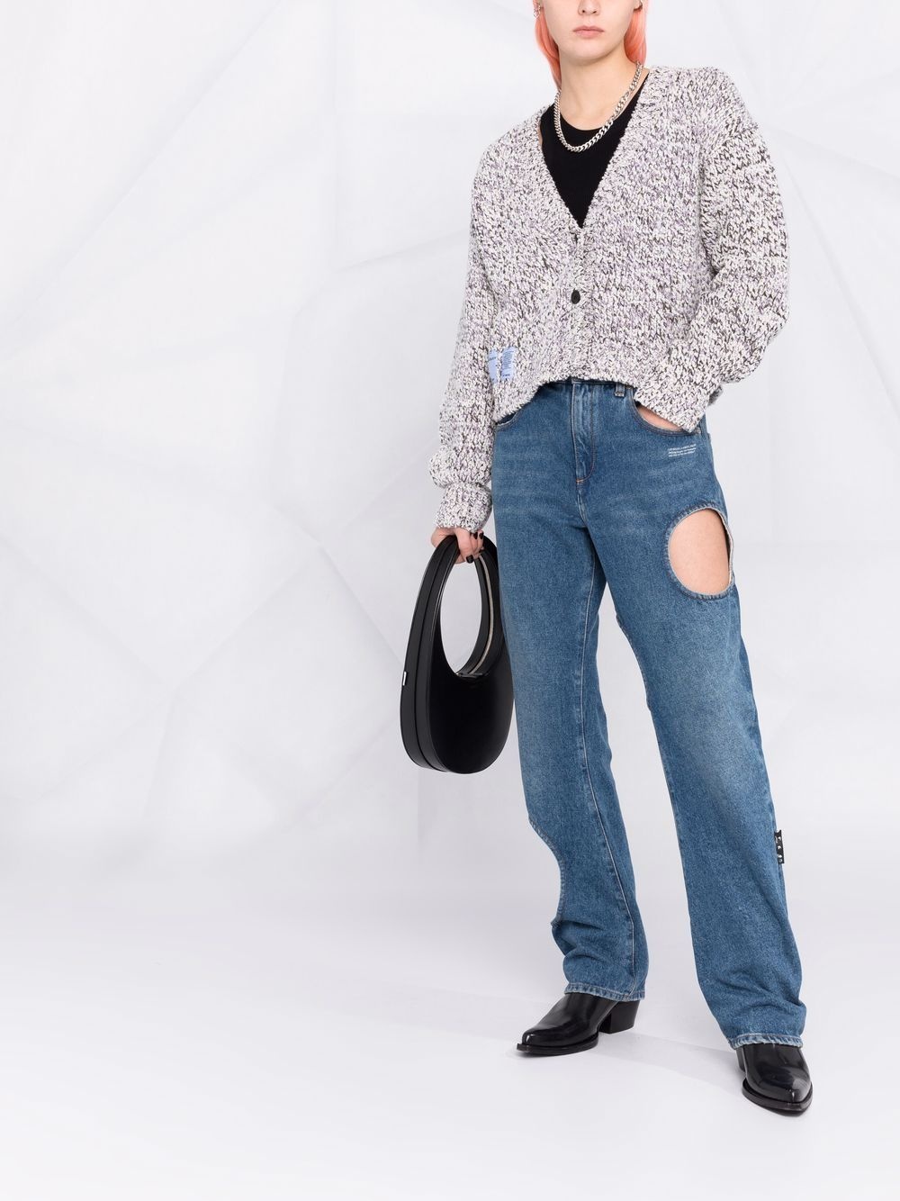 chunky knit V-neck cardigan - 2
