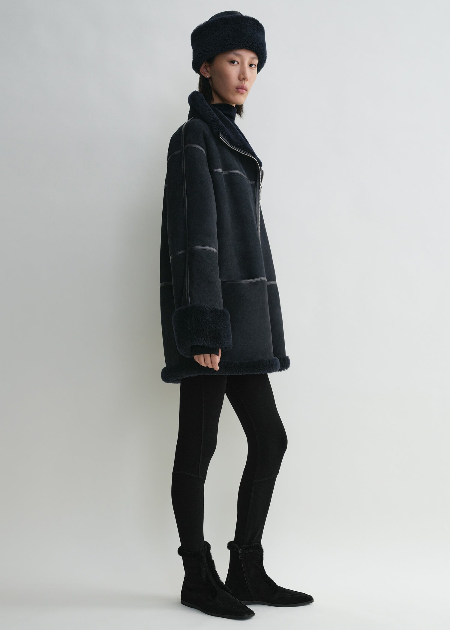 Signature shearling jacket navy - 3