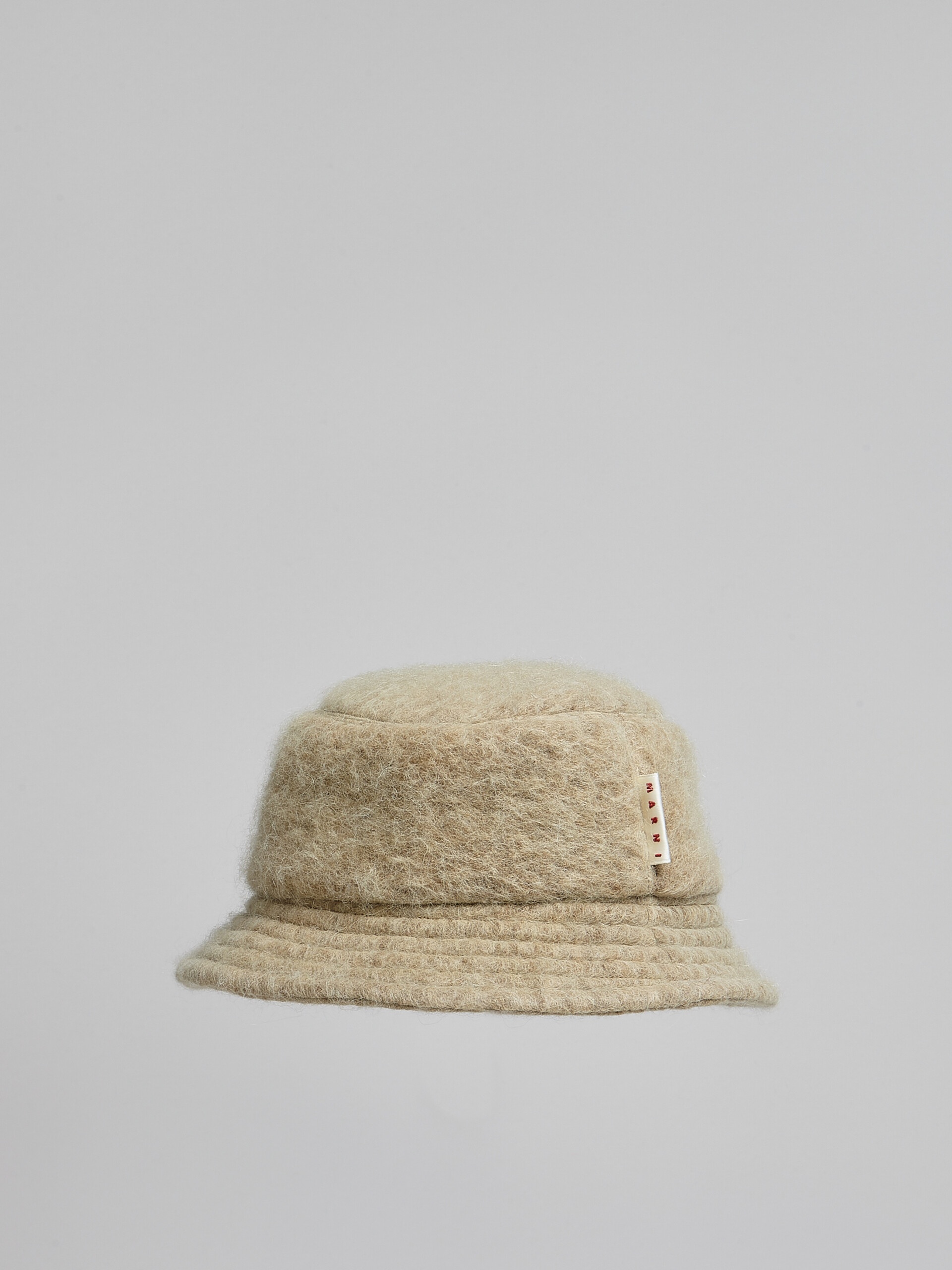 BEIGE BRUSHED WOOL BLEND BUCKET HAT - 3