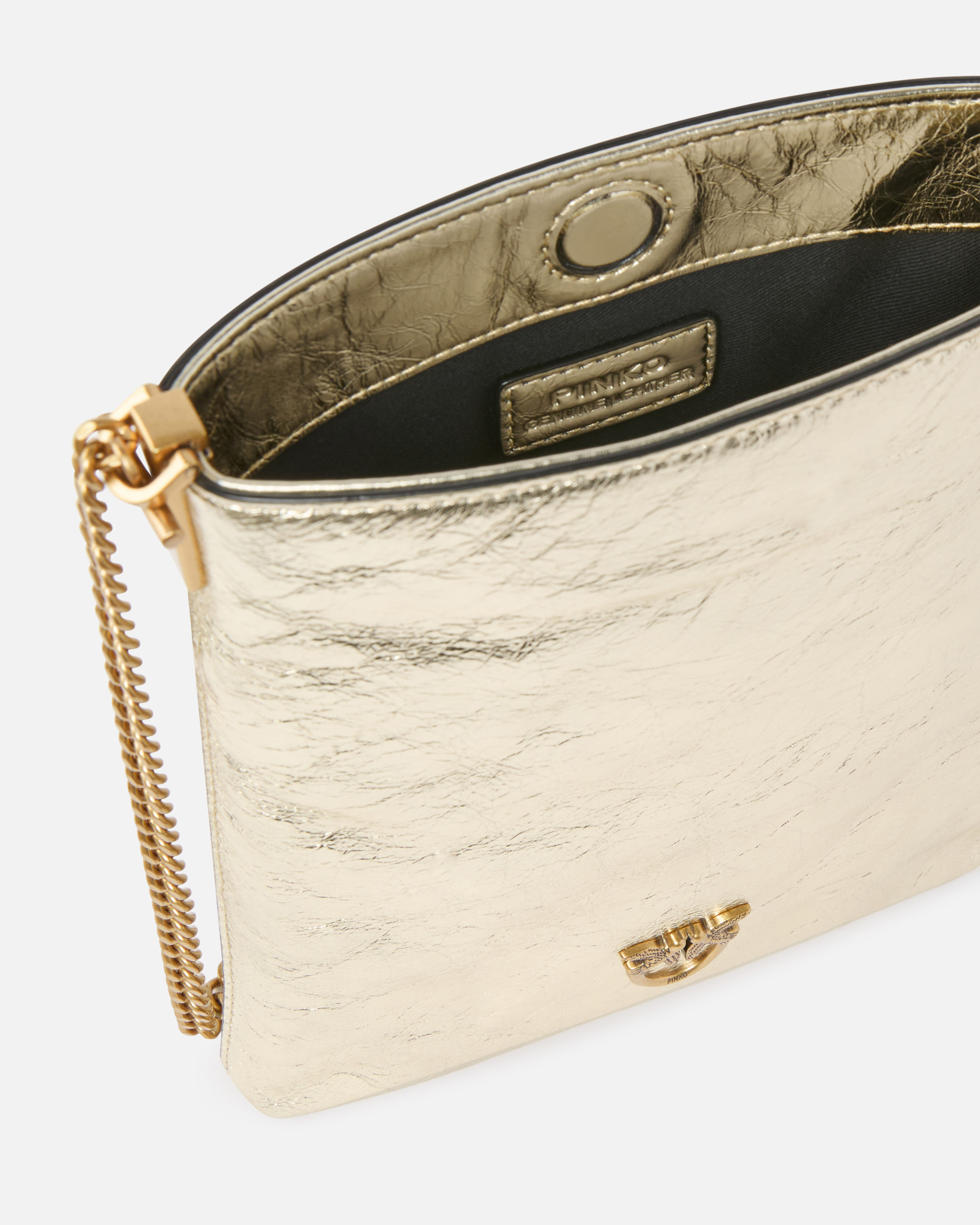 FLAT LAMINATED LEATHER BUCKET BAG WITH SHOULDER STRAP - 4