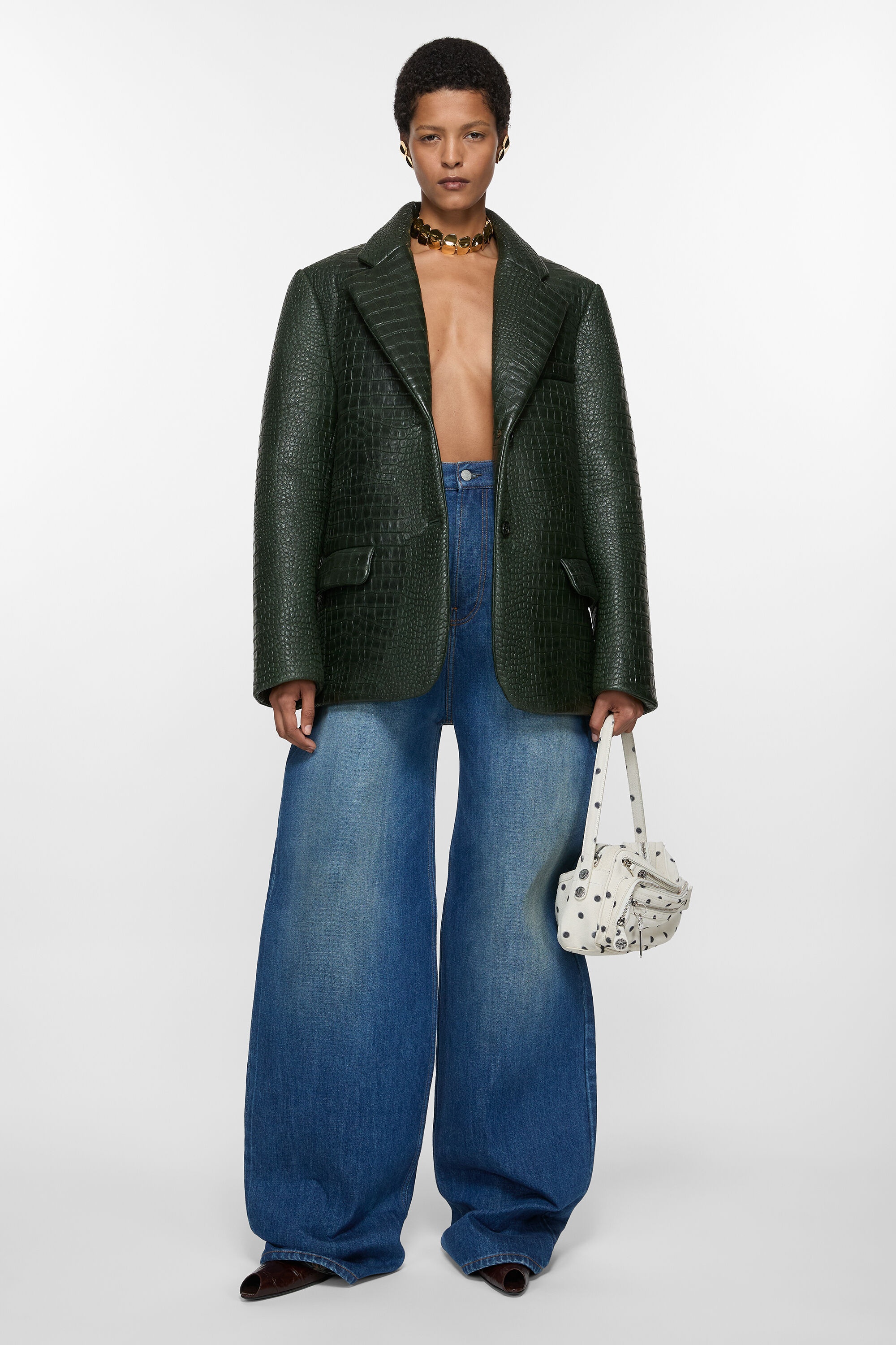 Denim bonded trousers - Mid blue - 2