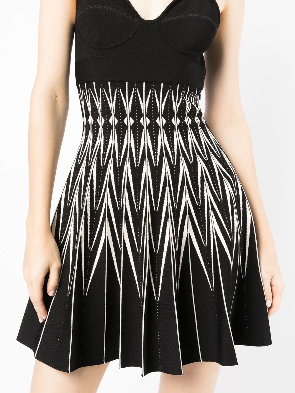 two-tone zig-zag print dress - 5