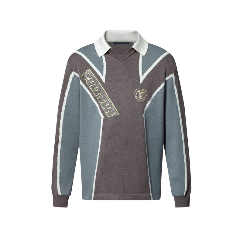 Long-Sleeved Cotton Intarsia Soccer Top 1