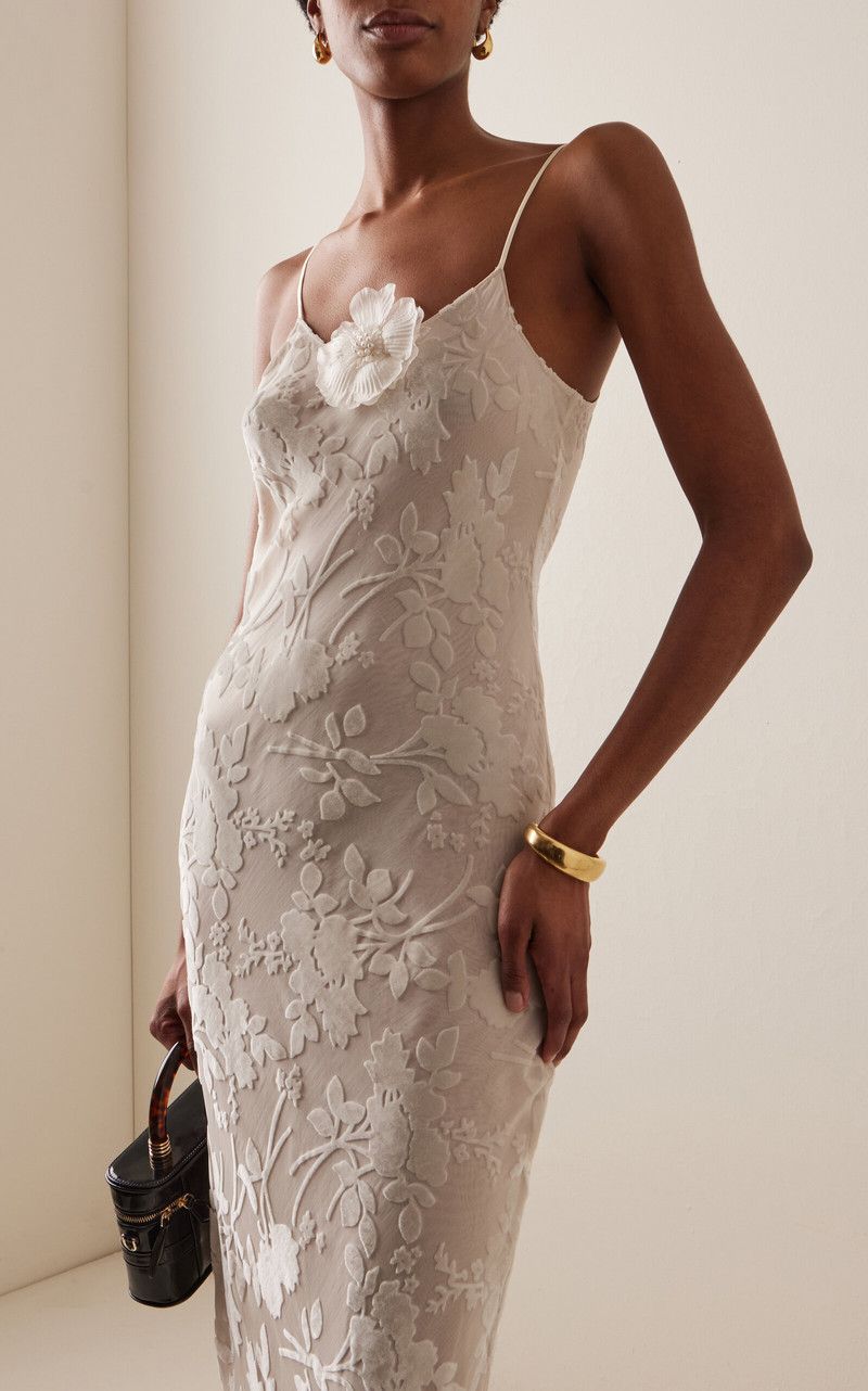 RODARTE Floral Silk-Devoré Slip Gown neutral outlook