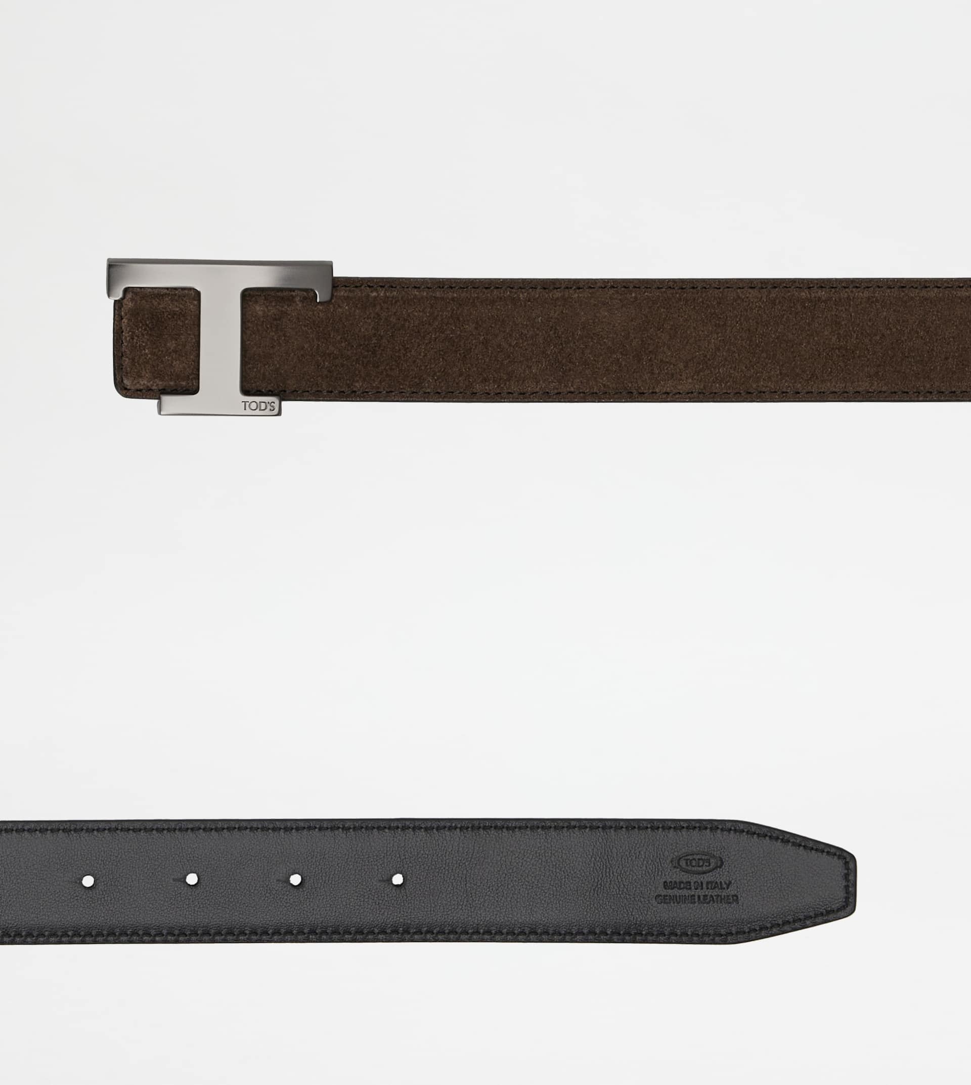 T TIMELESS REVERSIBLE BELT IN SUEDE - BROWN, BLACK - 3