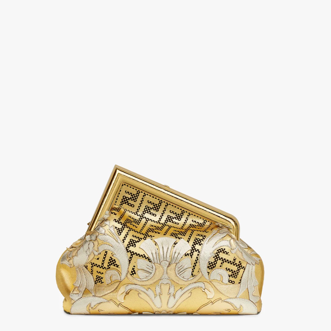 Fendace Gold-colored leather  bag with appliqués - 3