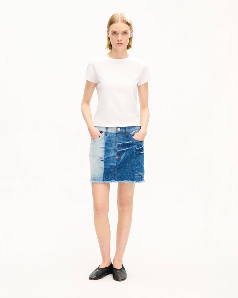 KENZO Patchwork short skirt in japanese denim outlook