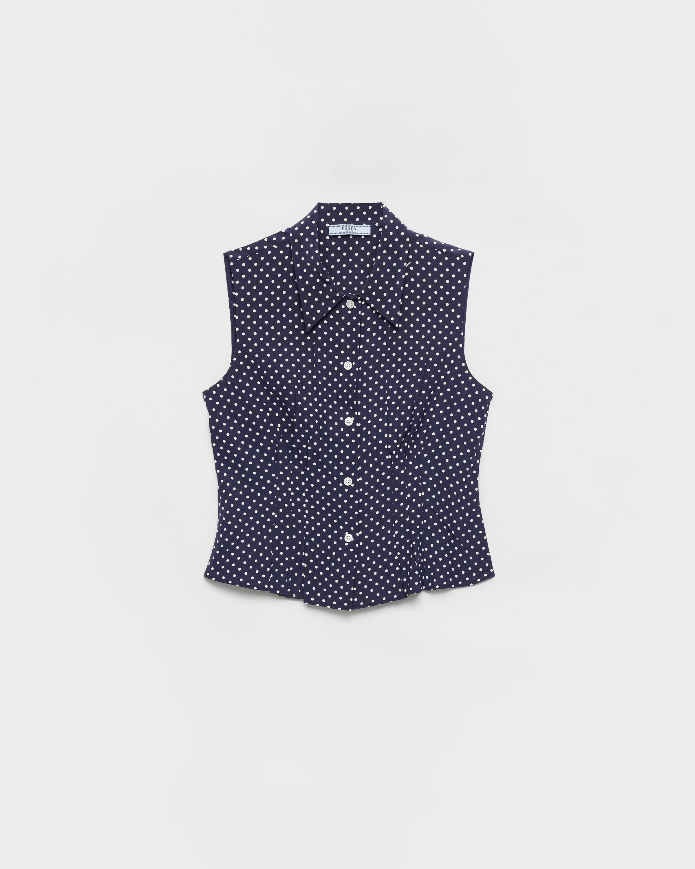 Sleeveless polka-dot marocain silk shirt - 1