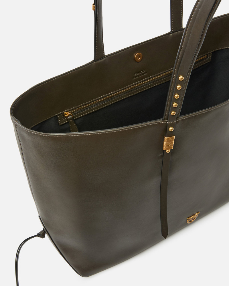 MEDIUM LEATHER SHOPPER BAG WITH METAL DETAILS 4