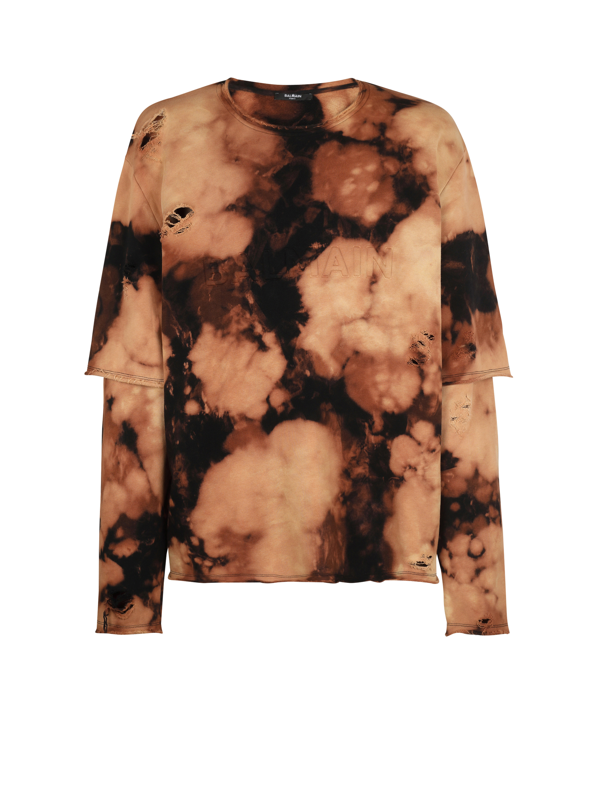 Cotton T-shirt with burnt print - 1