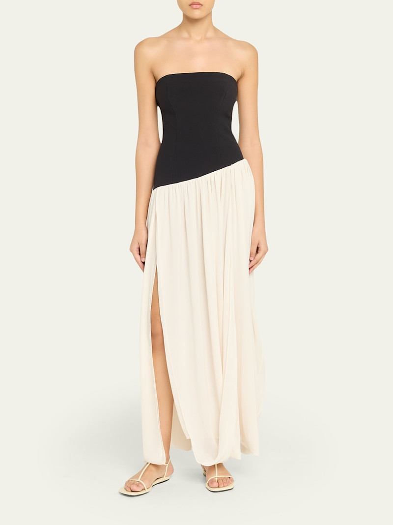 RONNY KOBO Ballad Strapless Two-Tone Mixed Media Maxi Dress outlook