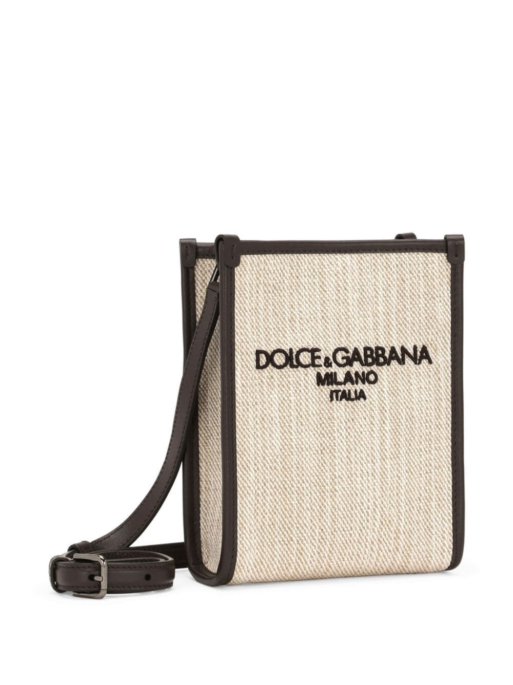 small logo-embroidered canvas shoulder bag - 4