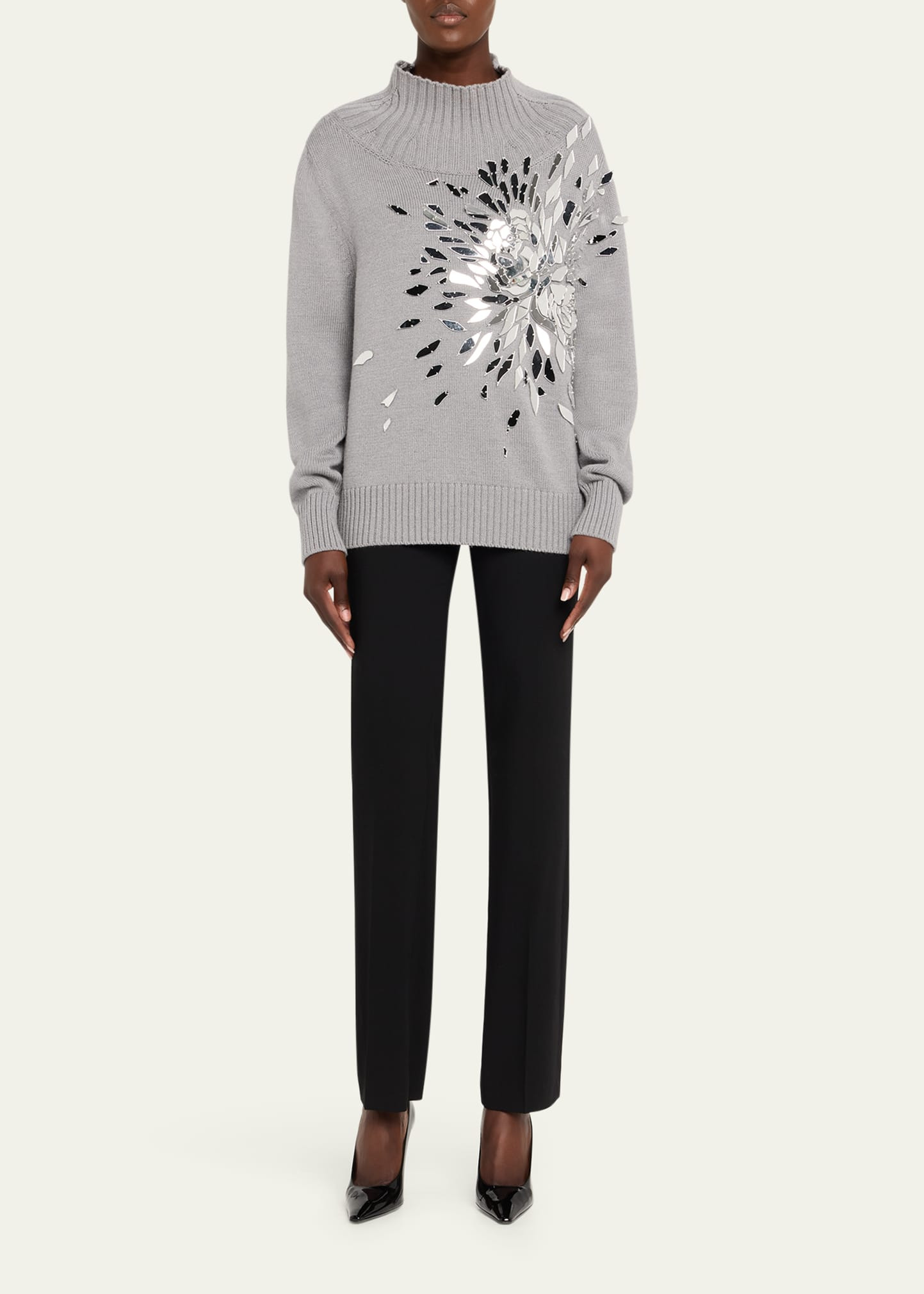 Shattered Glass Embroidered Mockneck Sweater - 2