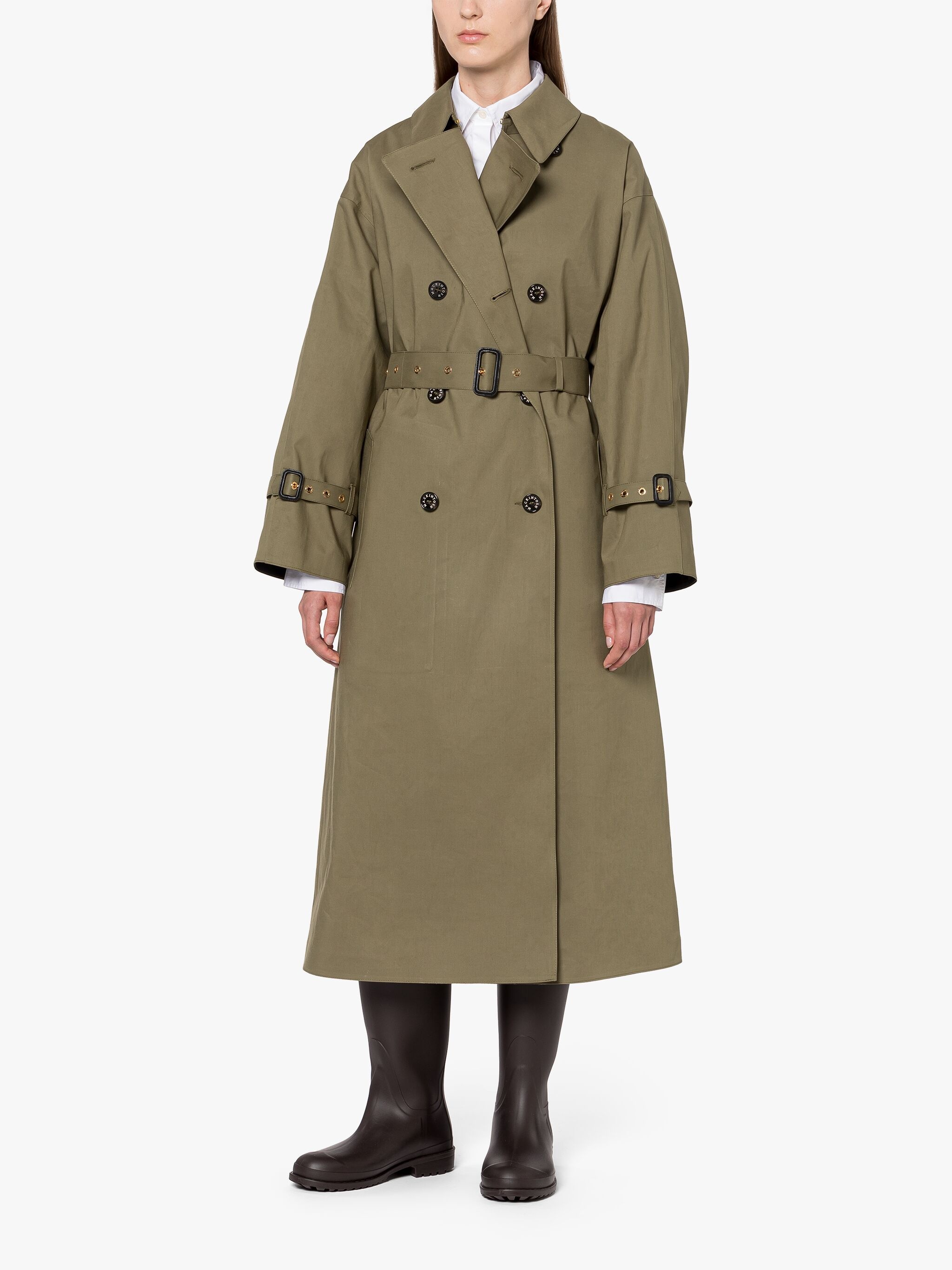 BUCKHOLME KHAKI BONDED COTTON TRENCH COAT - 2