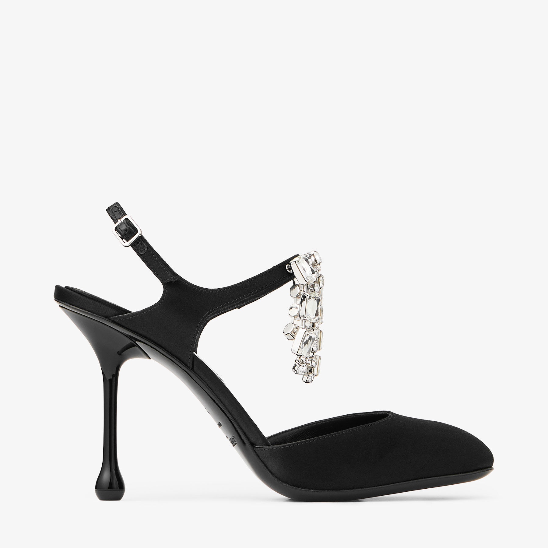 JIMMY CHOO Verity 95 Black Satin Pumps | REVERSIBLE