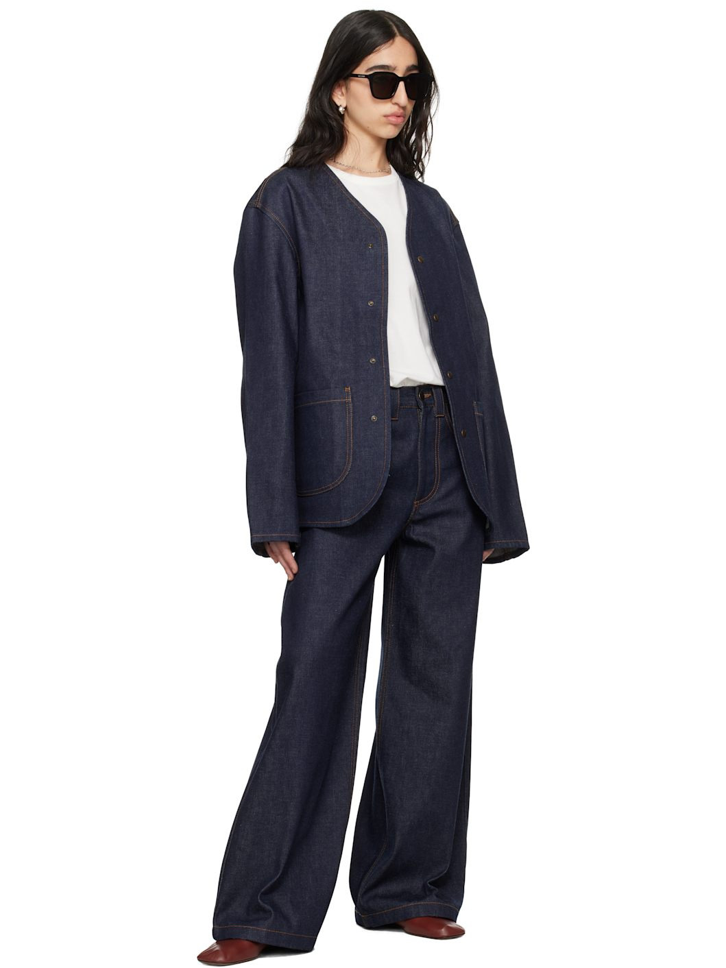 Blue Leon Collarless Raw Denim Jacket - 4