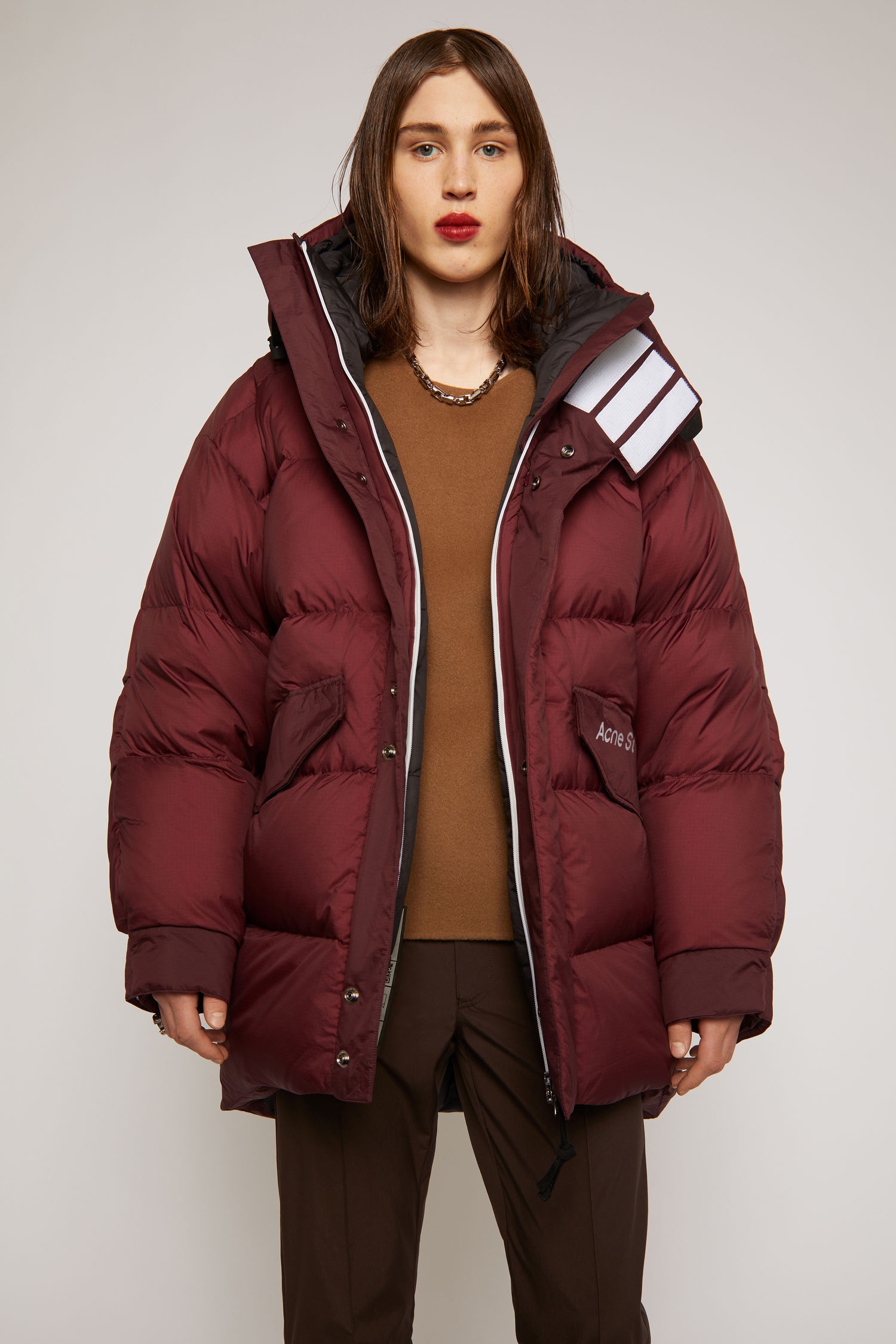 Hooded down coat burgundy - 5