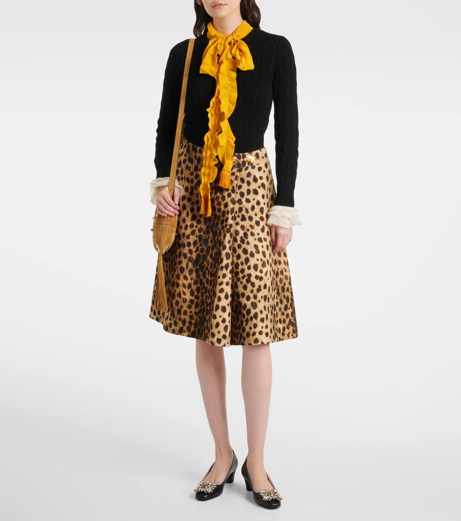 Leopard-print wool midi skirt - 2