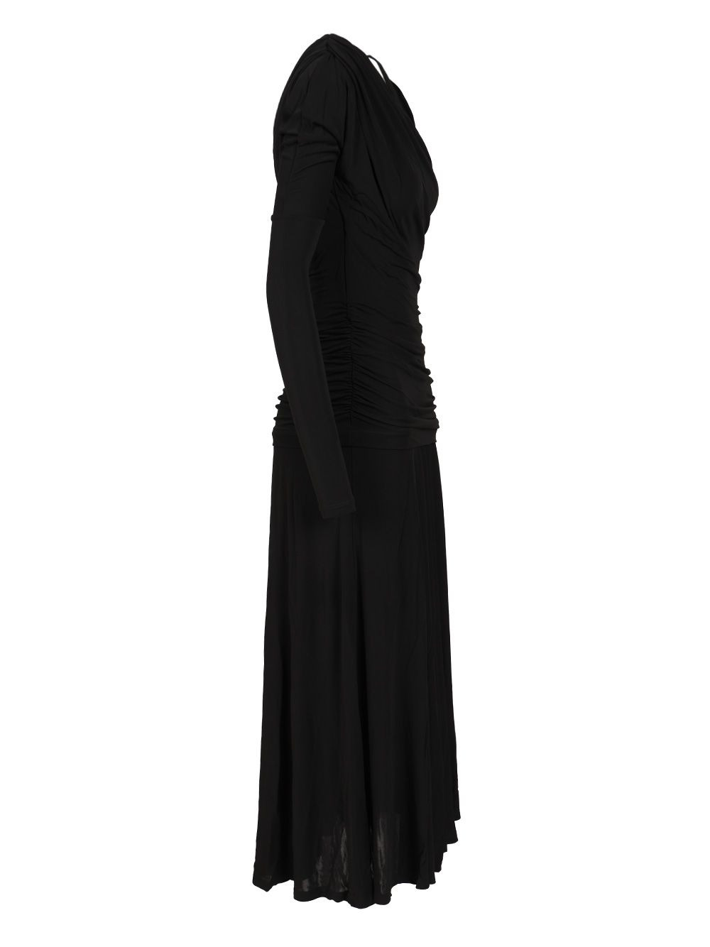 Interlock Jersey Crossover Ruched Long Dress Dresses Black - 3
