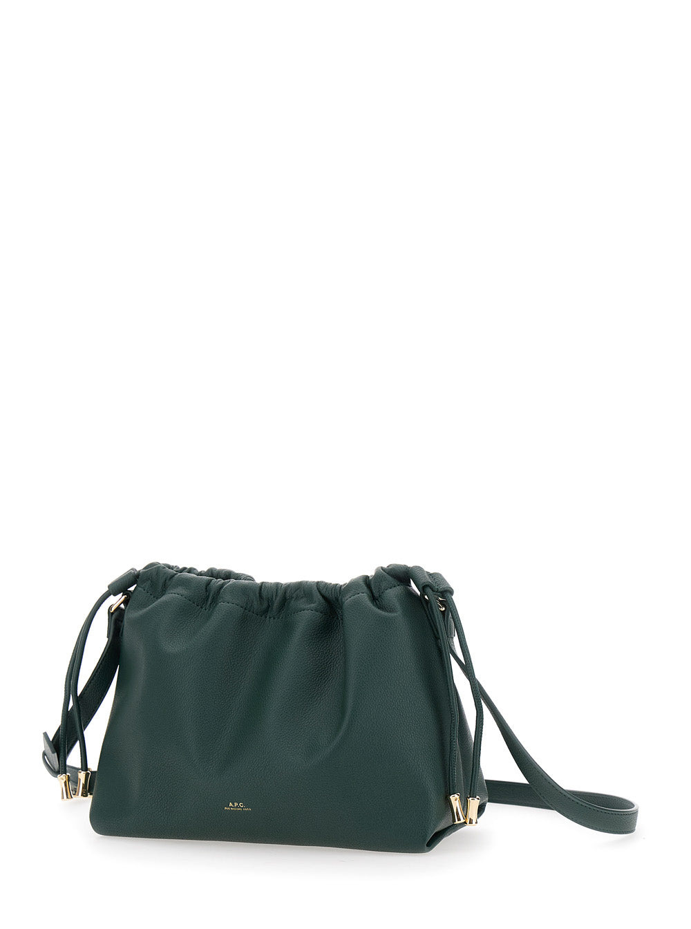 A.P.C. Women 'Ninon' Green Mini Crossbody Bag With Drawstring Closure And Embossed Logo Lettering On - 3