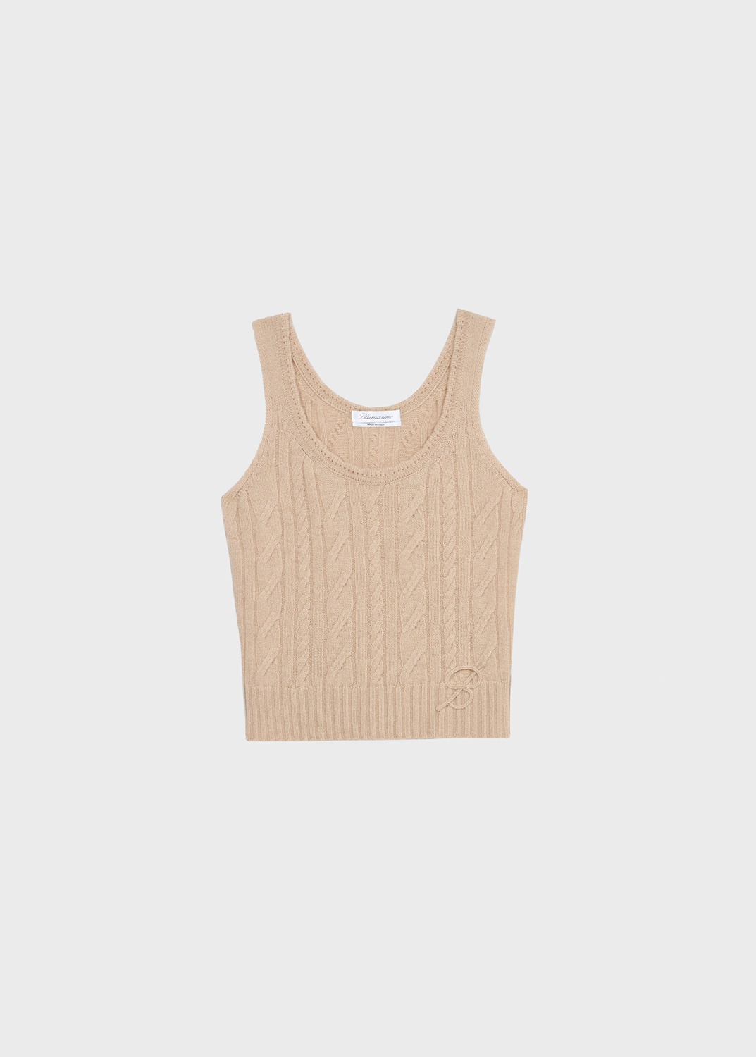 TANK TOP IN RIBBED CASHMERE AND WOOL WITH TORCHON DETAILING - 1