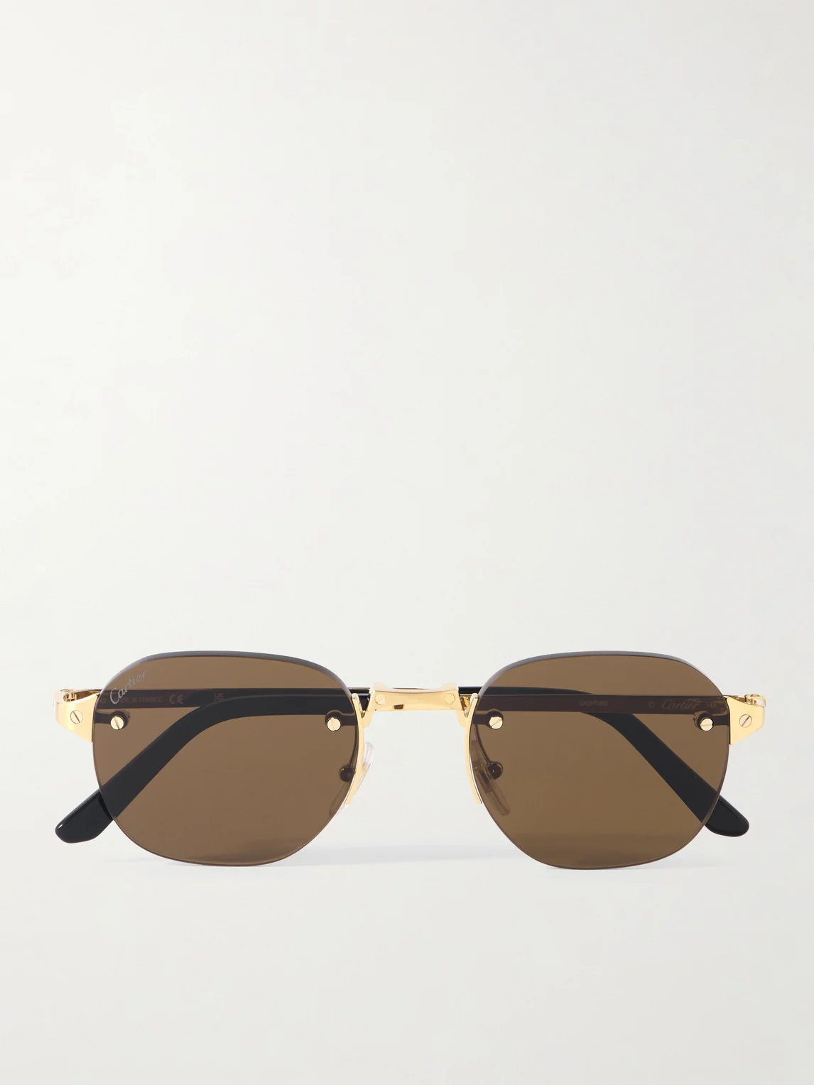 Santos de Cartier Rimless Oval-Frame Gold-Tone Sunglasses - 1
