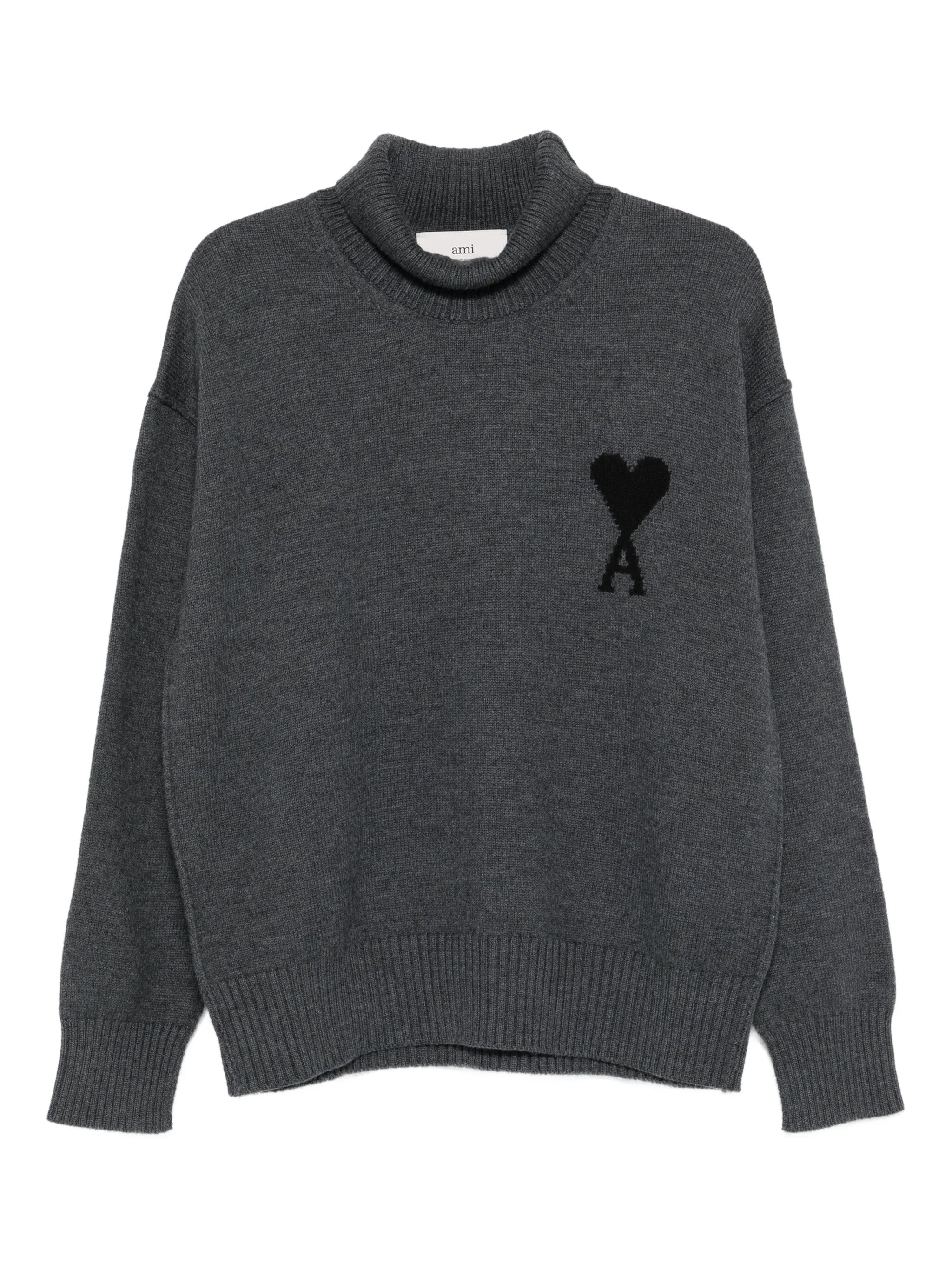 Ami Paris Heart-logo Turtleneck Sweater - 1