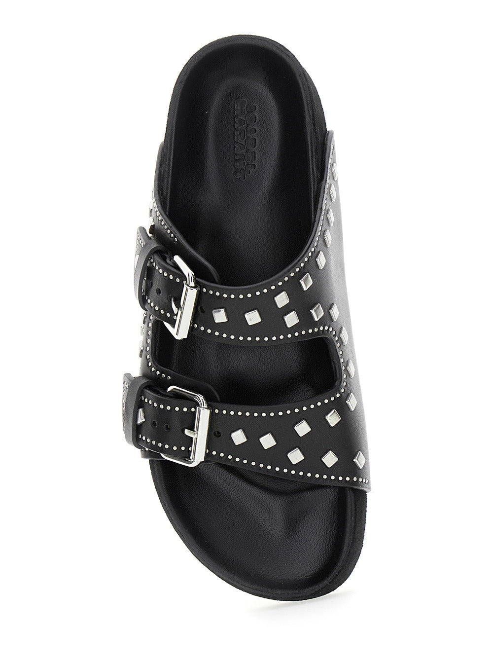 Isabel Marant Women 'Lennyo' Black Sandals With Stud Embellishments And Moulded Footbed In Leather W - 4