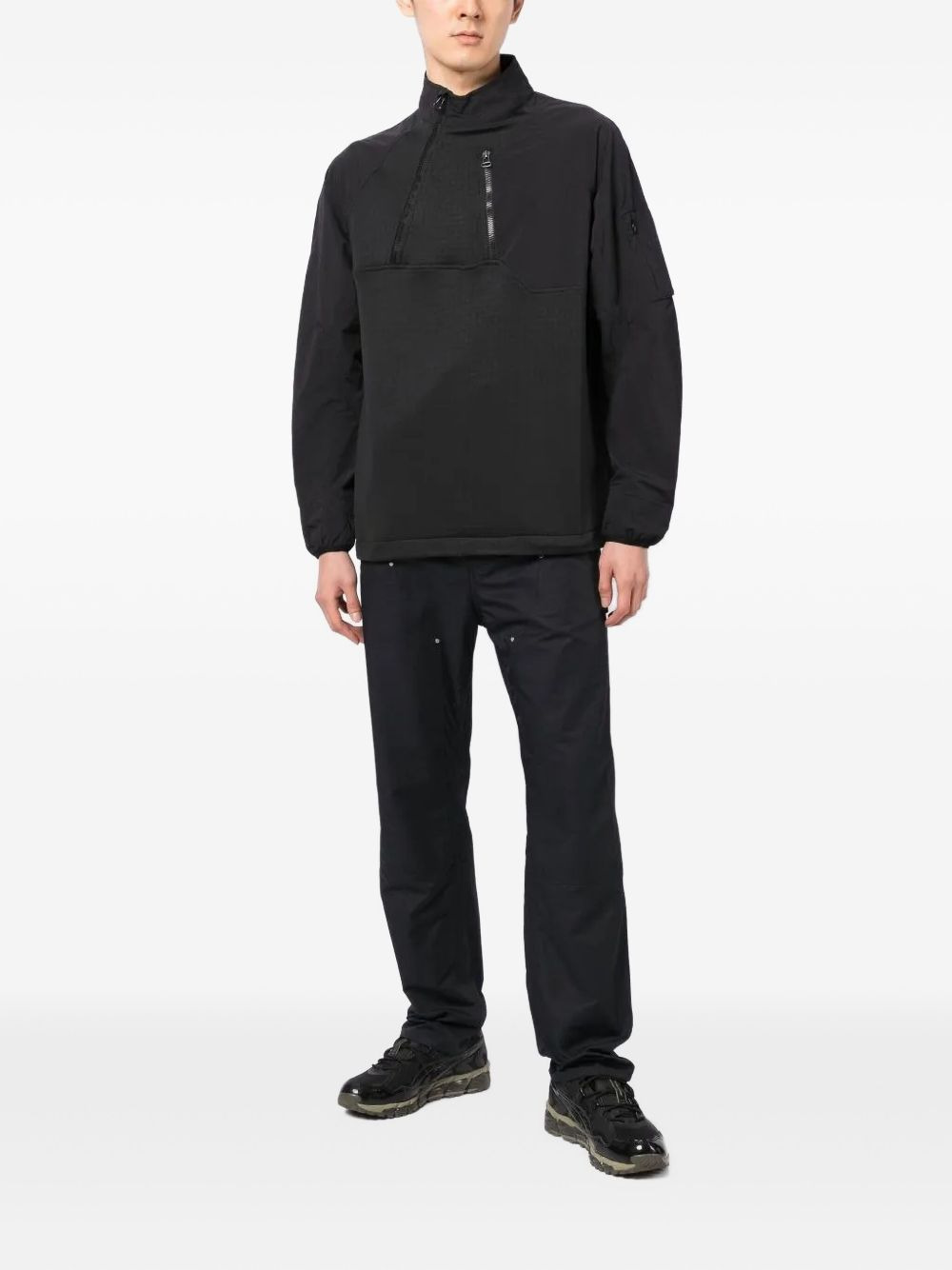 diagonal-zip panelled sweatshirt - 2