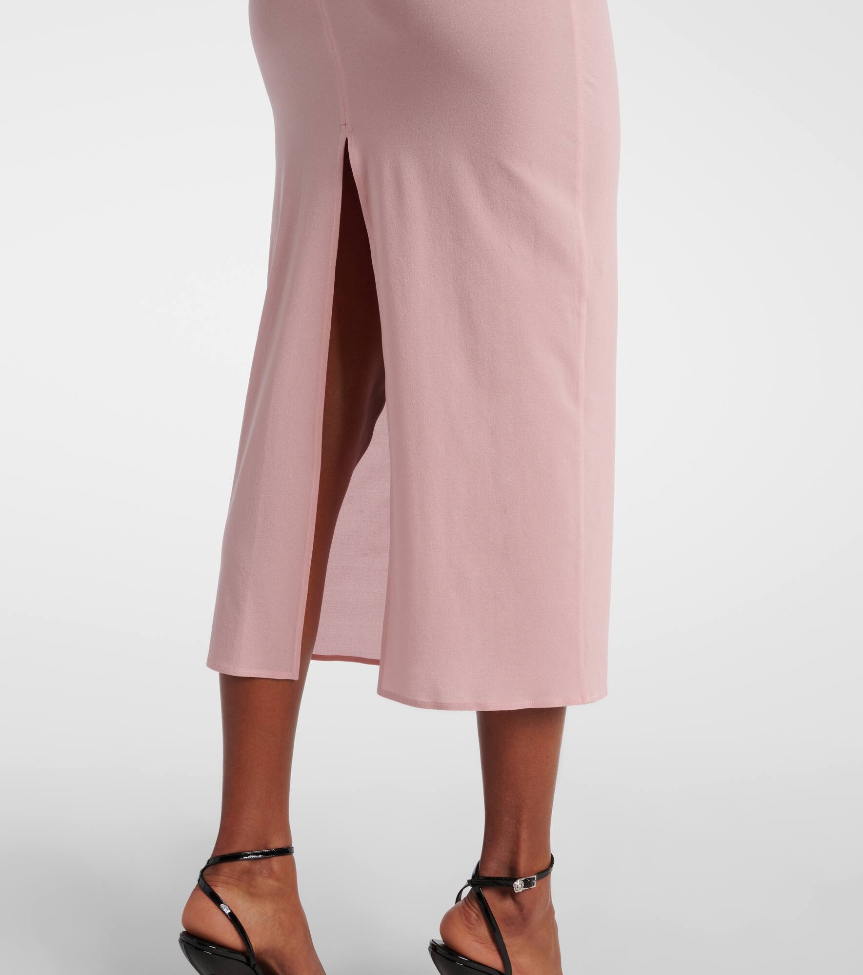 Floral-appliqué hooded silk-blend midi dress - 5