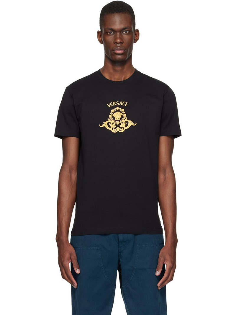 Black Printed Cotton-Jersey Slim T-shirt 1