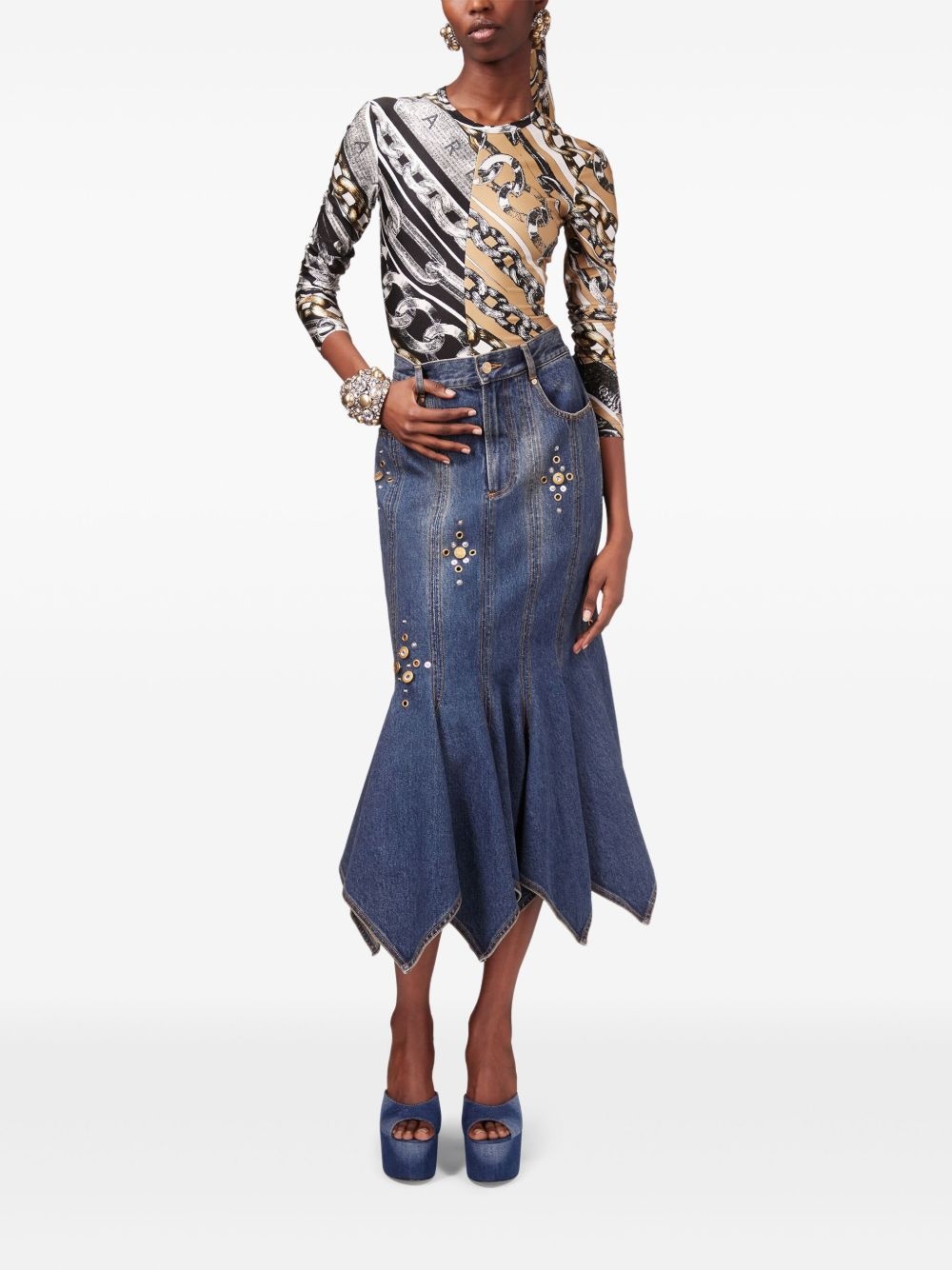 stud-detail midi skirt - 3